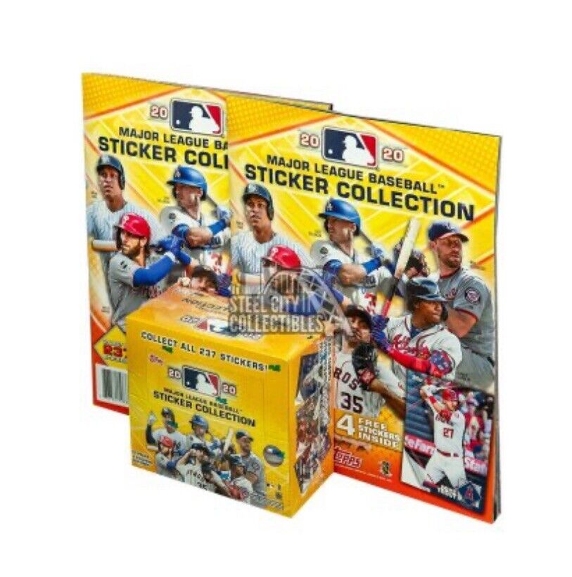 2020 Topps MLB Sticker Collection SEALED 50-Pack Box + 2 Albums