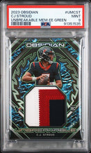 Load image into Gallery viewer, CJ STROUD 2023 Panini Obsidian Unbreakable Memorabilia RC Green /25 PSA 9 POP 1
