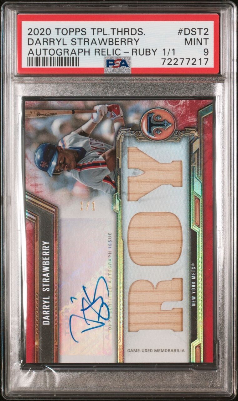 DARRYL STRAWBERRY 2020 Topps Triple Threads Ruby Bat AUTO Autograph 1/1 PSA 9