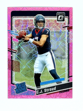 Load image into Gallery viewer, CJ STROUD 2023 Panini Donruss Optic #244 RC Pink Velocity Refractor SP /79
