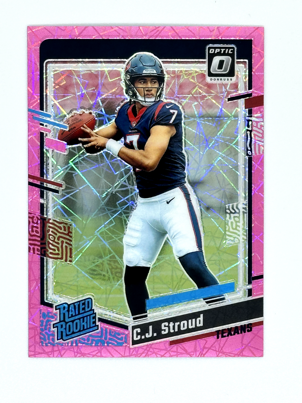 CJ STROUD 2023 Panini Donruss Optic #244 RC Pink Velocity Refractor SP /79