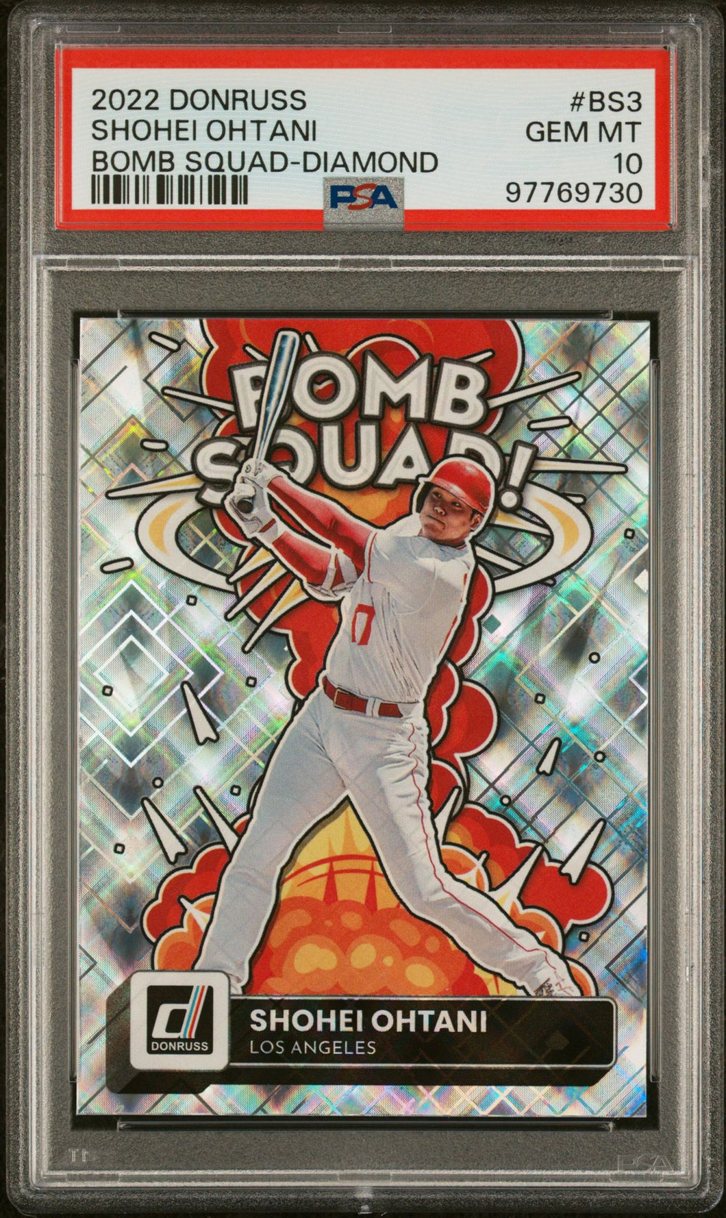 SHOHEI OHTANI 2022 Donruss #BS3 Bomb Squad Diamond Refractor SP PSA 10