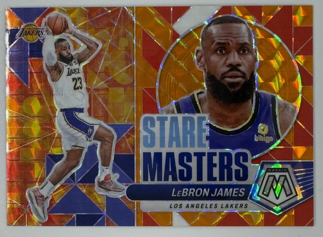 LEBRON JAMES 2023-24 Panini Mosaic Stare Masters #10 Orange Refractor SP /49